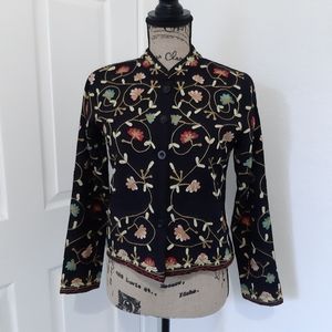 Boston Proper Embroidery Floral Jacket